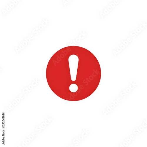 Red exclamation mark icon isolated on transparent background. This vector graphic symbolizes warning, error, alert, danger, and important notification. Created in a flat