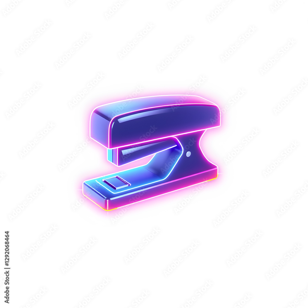 Stapler holographic 3D icon. neon symbol vector illustration isolated on white background. Generative AI Stapler holographic 3D icon. neon symbol vector illustration isolated on white background. Generative AI