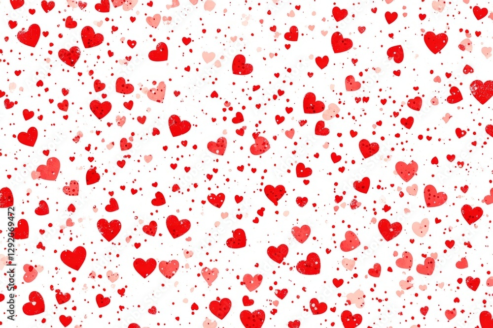 Romantic seamless pattern with red and pink hearts falling on a white background, creating a lovely backdrop for valentine's day or any love-themed design Romantic seamless pattern with red and pink hearts falling on a white background, creating a lovely backdrop for valentine's day or any love-themed design