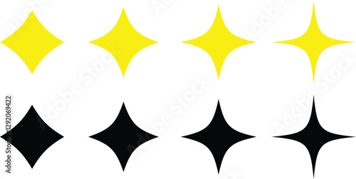 Star Icon Set Vector Different forms of sparkle stars, constellations, galaxies