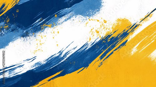 Dynamic blue and yellow brush stroke art abstract design graphic composition vibrant environment artistic perspective