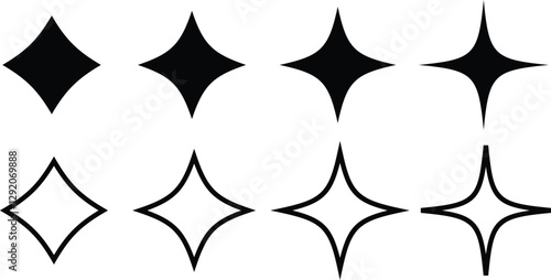 Star Icon Set Vector Different forms of sparkle stars, constellations, galaxies