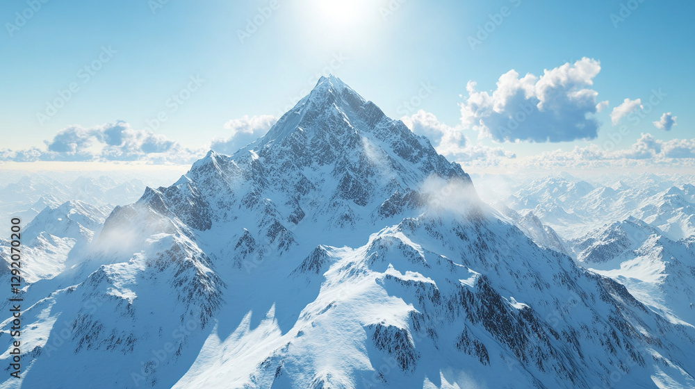 Fototapeta premium Majestic Snow-Capped Mountain Range Under a Clear Sky