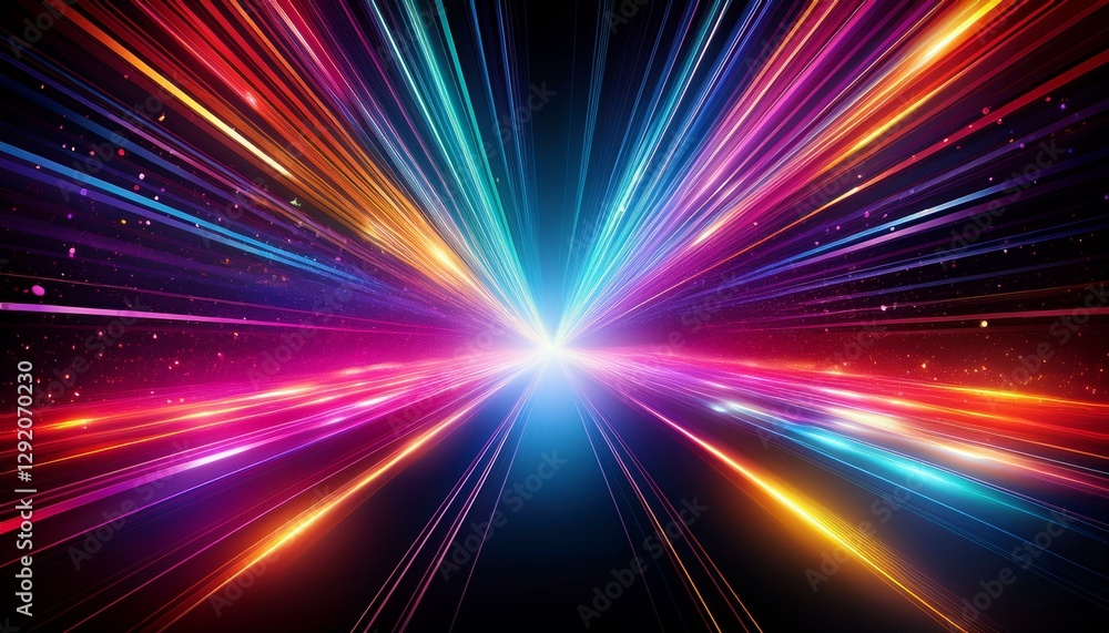 vibrant light beam effect with colorful sparkle on black background vibrant light beam effect with colorful sparkle on black background
