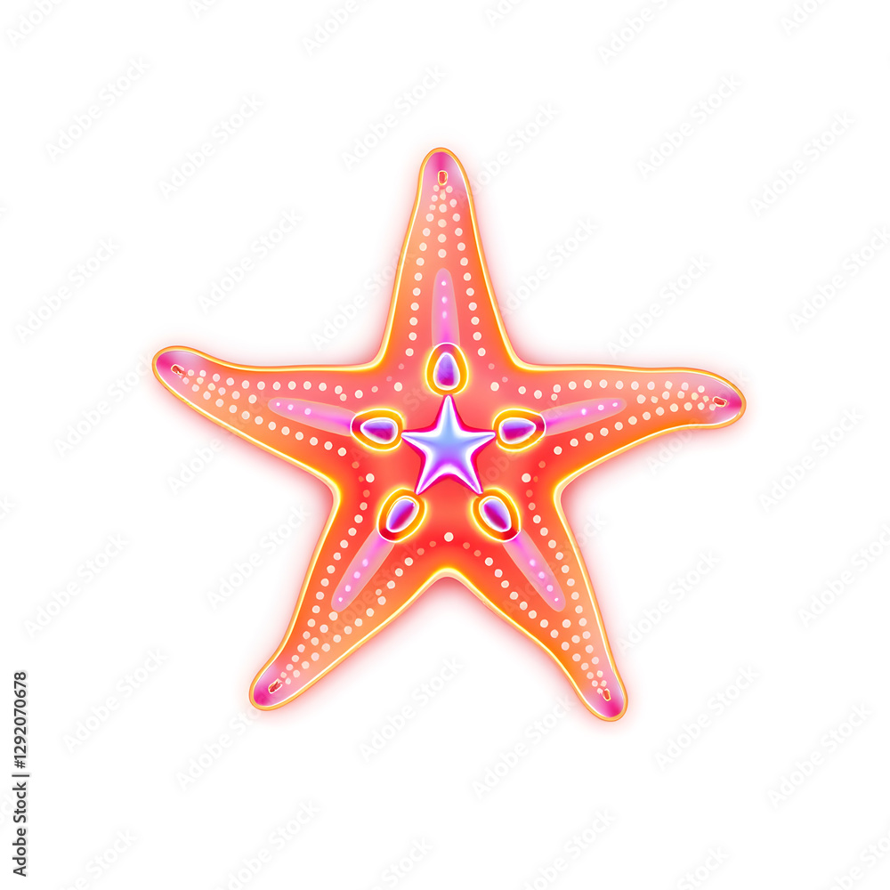 Starfish holographic 3D icon. neon symbol vector illustration isolated on white background. Generative AI