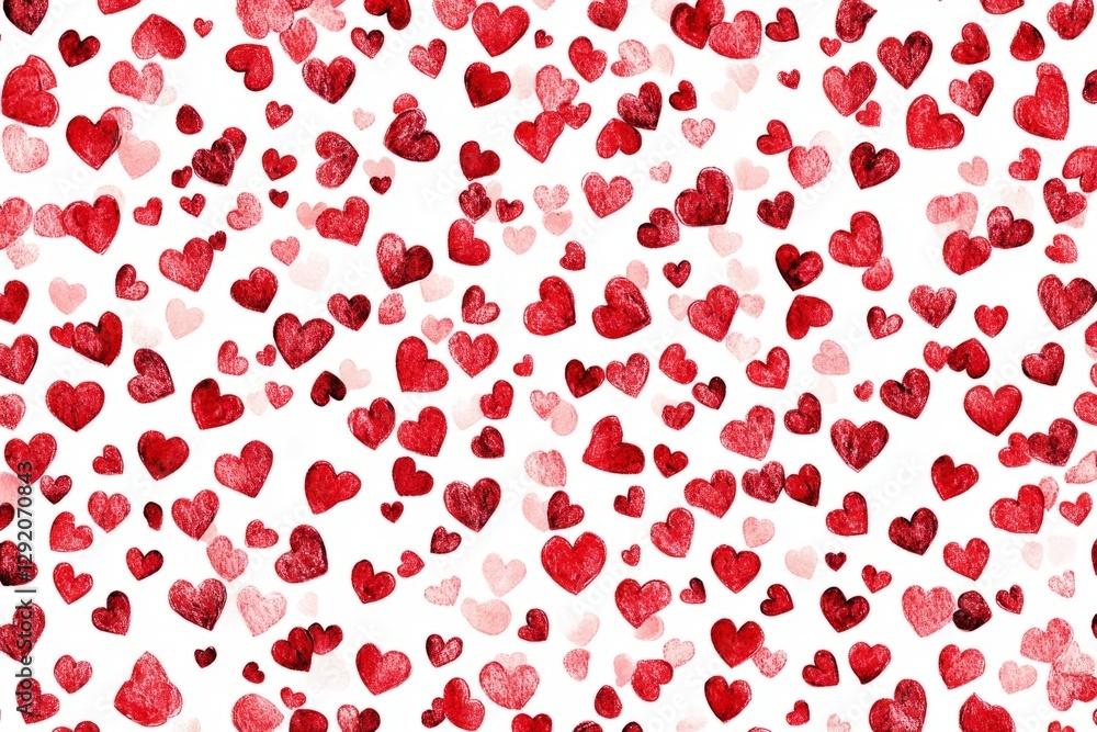 Numerous red and pink hearts creating a romantic pattern on a white background, ideal for valentine's day projects Numerous red and pink hearts creating a romantic pattern on a white background, ideal for valentine's day projects