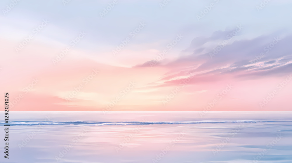 Pastel skies concept. a serene landscape showcasing soft pastel colors blending at sunset over calm waves. Soft Pastel Dreamscape. Illustration Pastel skies concept. a serene landscape showcasing soft pastel colors blending at sunset over calm waves. Soft Pastel Dreamscape. Illustration