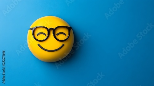 Studious emoji on blue background