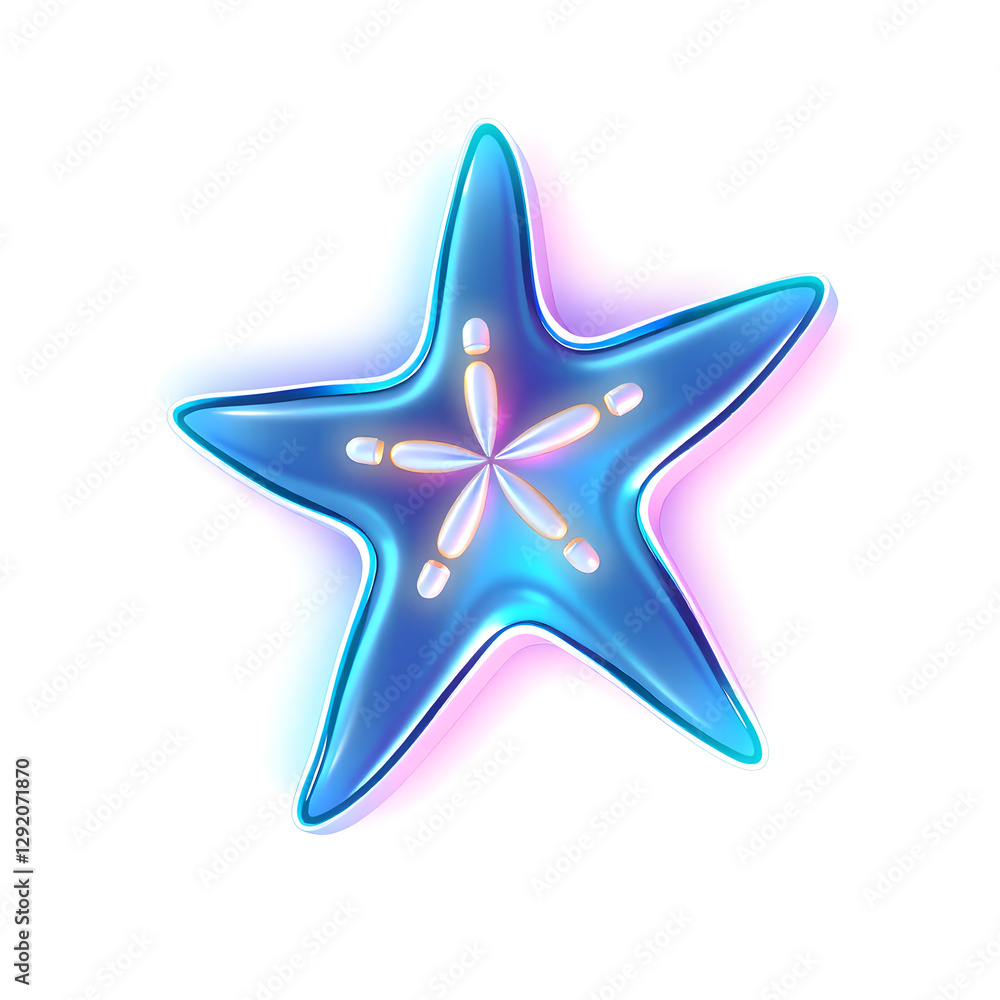 Starfish holographic 3D icon. neon symbol vector illustration isolated on white background. Generative AI Starfish holographic 3D icon. neon symbol vector illustration isolated on white background. Generative AI