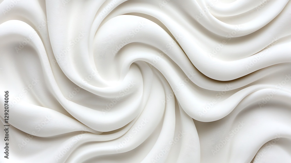 Fototapeta premium Swirling white cream texture fills frame, forming abstract art suitable for food, cosmetic designs