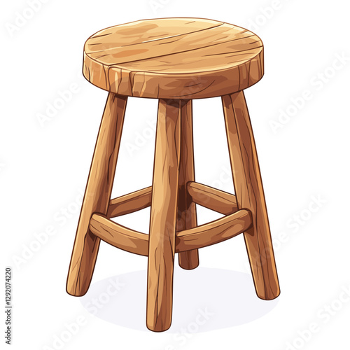 Vector Illustration of a Wooden Stool Isolated on a white background