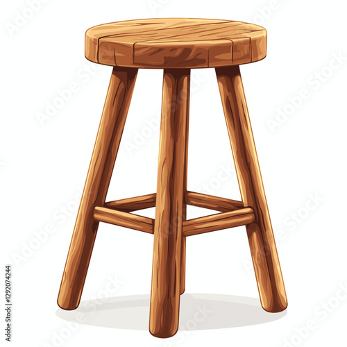 Vector Illustration of a Wooden Stool Isolated on a white background