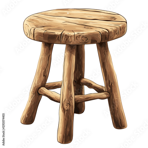 Vector Illustration of a Wooden Stool Isolated on a white background