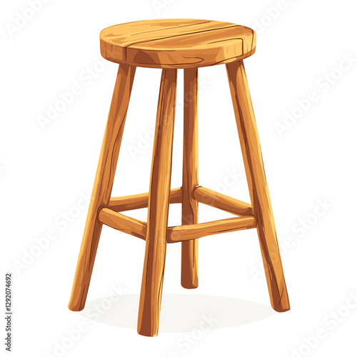 Vector Illustration of a Wooden Stool Isolated on a white background
