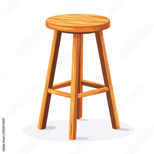 Vector Illustration of a Wooden Stool Isolated on a white background