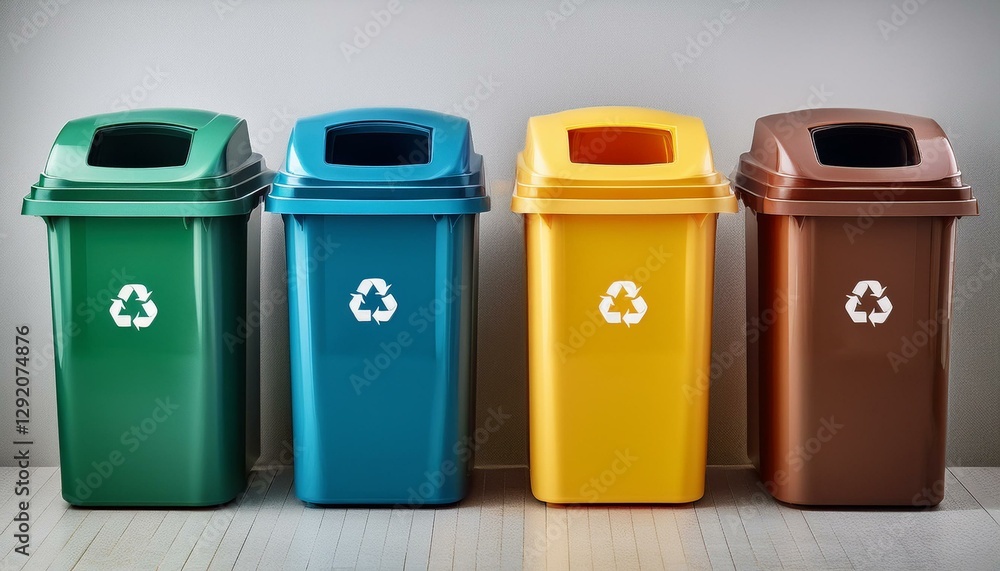 trash cans for sorting waste into recycled and non recyclable waste of different colors with an open lid trash cans for sorting waste into recycled and non recyclable waste of different colors with an open lid