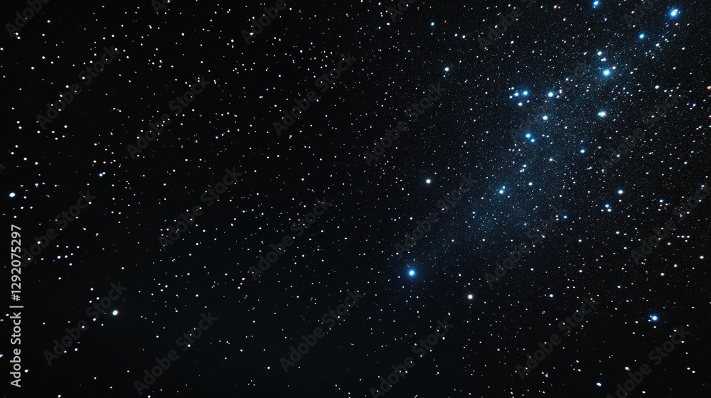 Fototapeta premium Night sky with dark clouds and scattered stars illuminated against a backdrop of deep blue