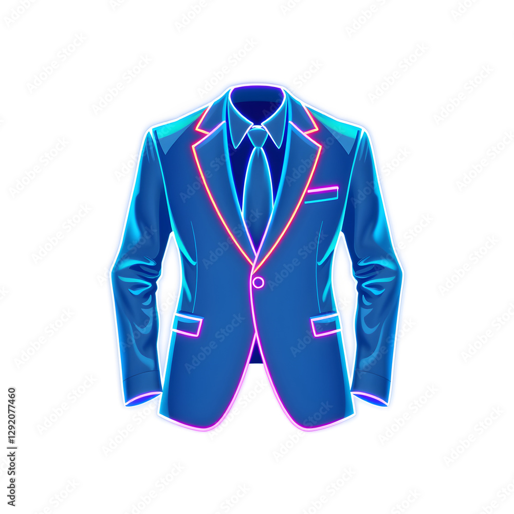 Suit jacket holographic 3D icon. neon symbol vector illustration isolated on white background. Generative AI Suit jacket holographic 3D icon. neon symbol vector illustration isolated on white background. Generative AI
