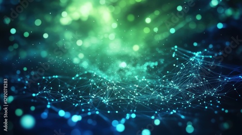 Digital technology speed connect blue green background, cyber nano information, abstract communication, innovation future tech data, internet network connection