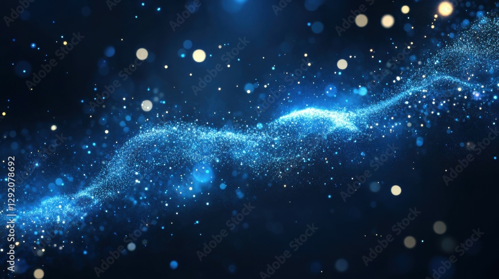 Fototapeta premium Fireworks trail glow particles explosion, Dark blue black background