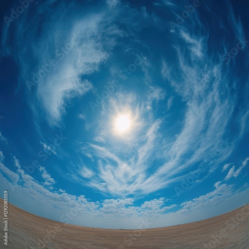 Sun and Clouds over a Desert Landscape