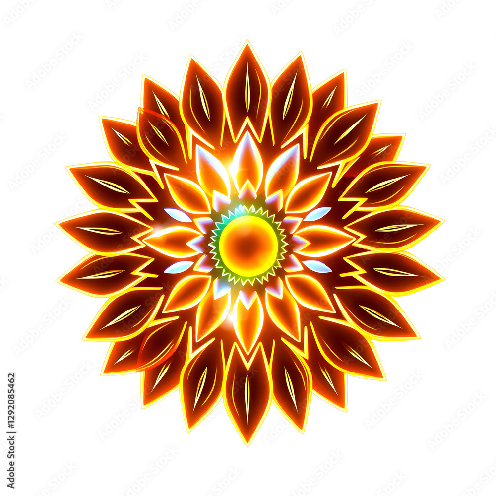 Naklejka premium Sunflower holographic 3D icon. neon symbol vector illustration isolated on white background. Generative AI