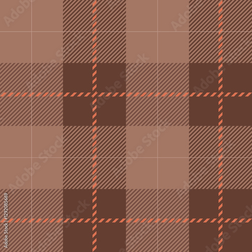 Geometric seamless pattern, understated checkered tartan design with mocha beige brown tone colors