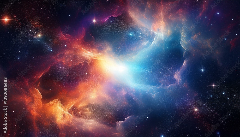 Fototapeta premium space background with a nebula with two bright zones in the middle of the cosmos