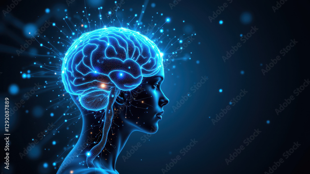 A concept illustration of artificial general intelligence with a human brain structure integrated into futuristic technology. A concept illustration of artificial general intelligence with a human brain structure integrated into futuristic technology.