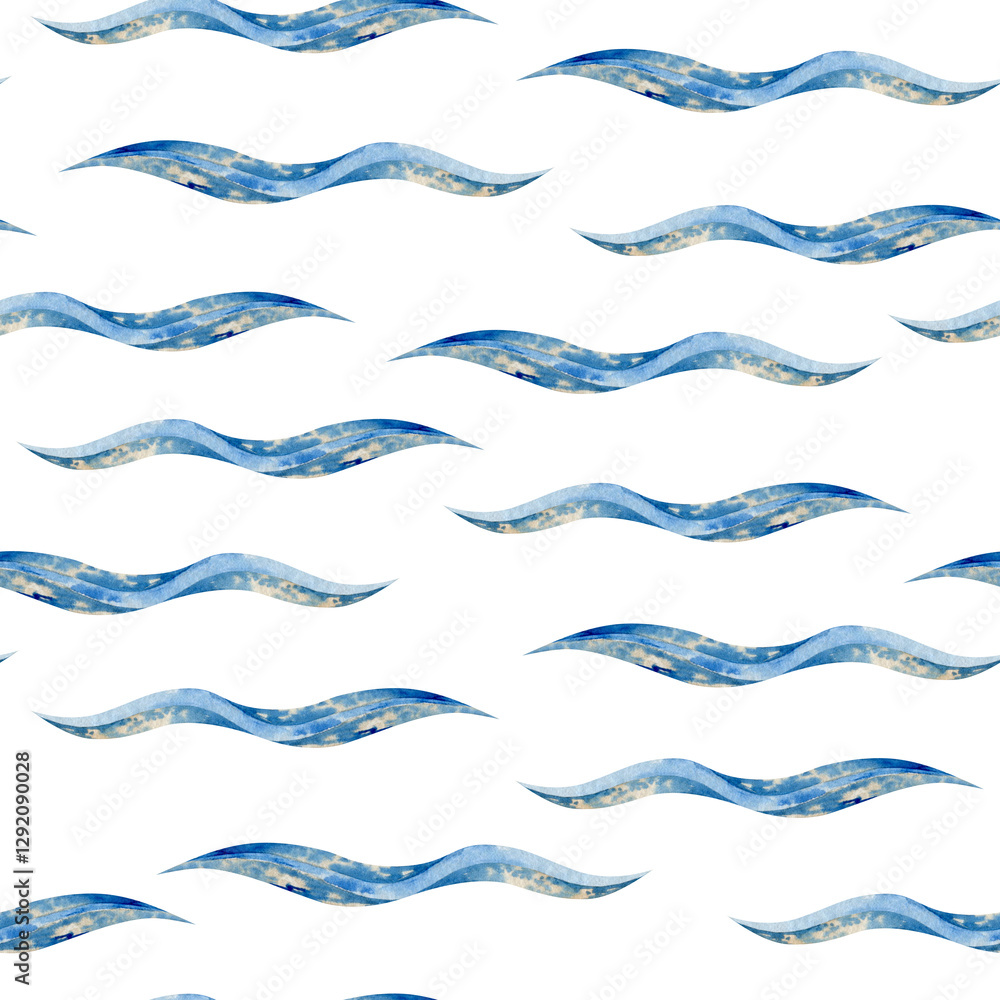 Seamless wave pattern, hand drawn water sea modern watercolor background. Seamless wave pattern, hand drawn water sea modern watercolor background.