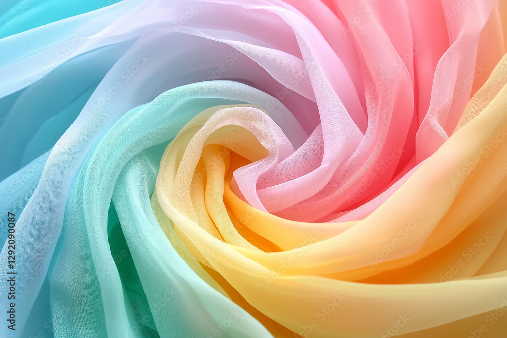 Swirling pastel fabric in soft pink, mint, and peach tones Swirling pastel fabric in soft pink, mint, and peach tones