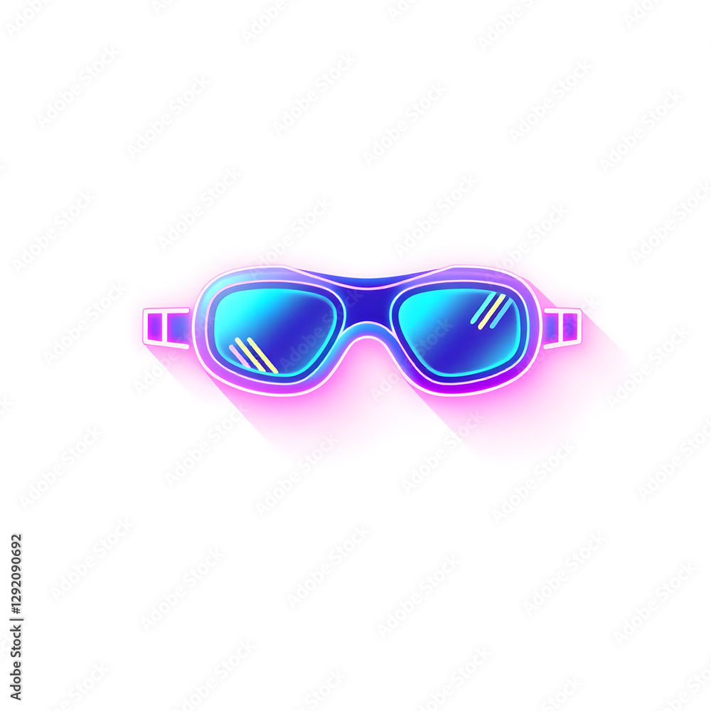 Fototapeta premium Swimming goggle holographic 3D icon. neon symbol vector illustration isolated on white background. Generative AI