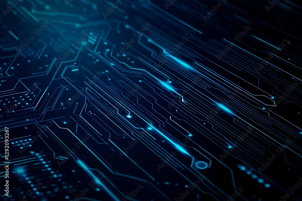 Abstract close-up of a glowing blue digital circuit board, showcasing intricate connections and technological design on a black background.
Abstract close-up of a glowing blue digital circuit board, showcasing intricate connections and technological design on a black background.