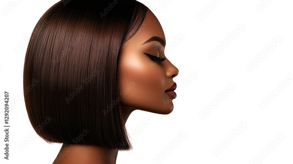 Profile View Woman With Sleek Bob Haircut Fashion Makeup Transparent PNG Profile View Woman With Sleek Bob Haircut Fashion Makeup Transparent PNG