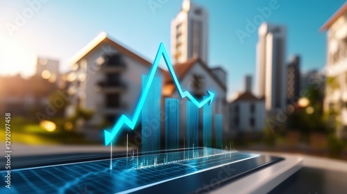 Analyzing urban real estate trends with data visualization cityscape infographic modern aerial view economic insights photo