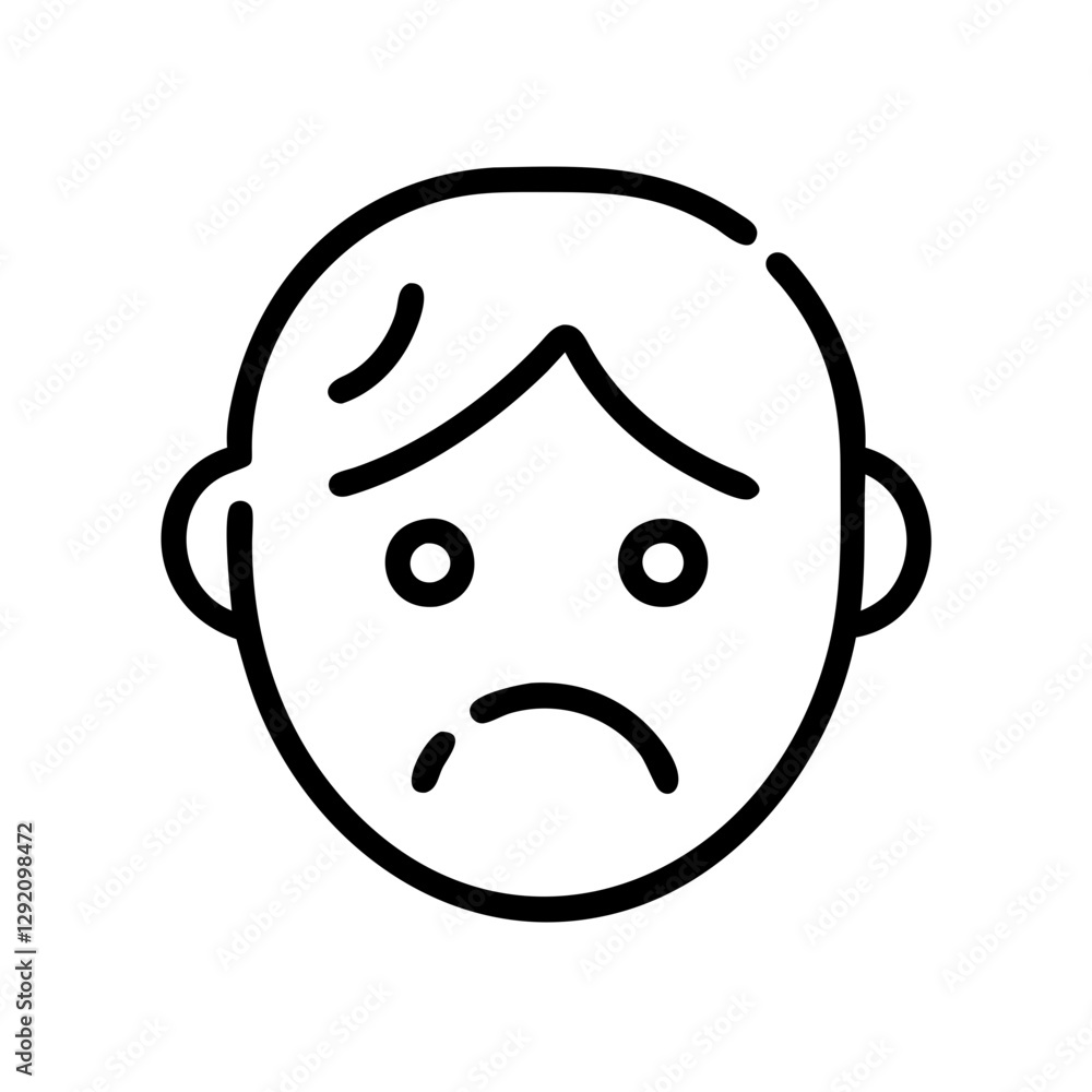 Depressed face showing sadness in a minimalist design Depressed face showing sadness in a minimalist design