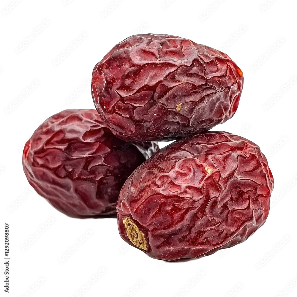 Dried red dates commonly known as Chinese jujube on Transparent background showcasing their unique texture and color, Dried red date or Chinese jujube isolated on PNG background Dried red dates commonly known as Chinese jujube on Transparent background showcasing their unique texture and color, Dried red date or Chinese jujube isolated on PNG background