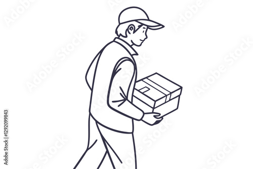 Professional Delivery Person Holding Parcel – Vector Art for Projects