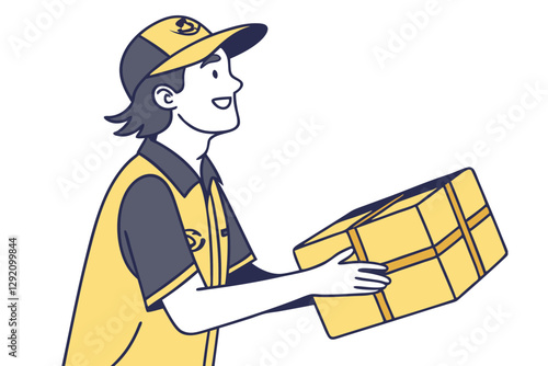 Professional Delivery Person Holding Parcel – Vector Art for Projects