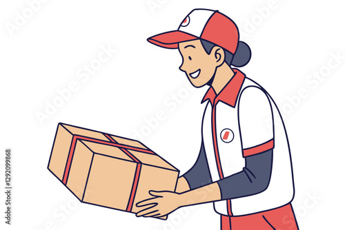 Professional Delivery Person Holding Parcel – Vector Art for Projects