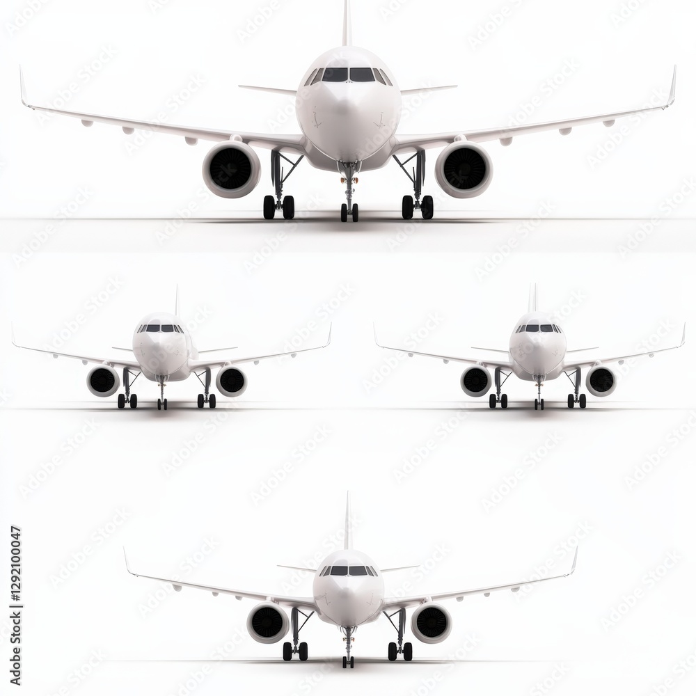 airplane multiple angle views front on a white background airplane multiple angle views front on a white background