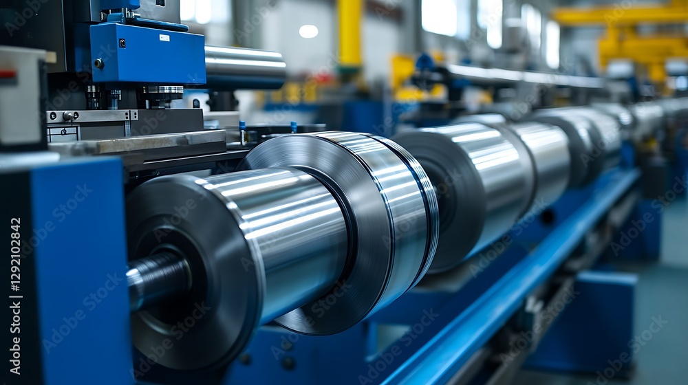Naklejka premium Metal rolling factory production