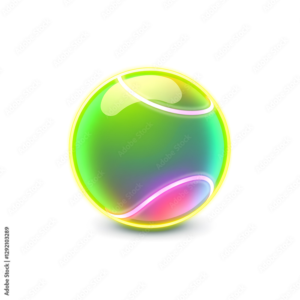Tennis ball holographic 3D icon. neon symbol vector illustration isolated on white background. Generative AI Tennis ball holographic 3D icon. neon symbol vector illustration isolated on white background. Generative AI