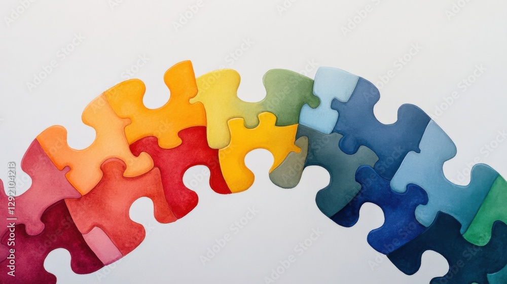 Obraz premium Puzzle pieces forming a colorful arc