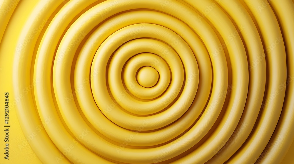 Fototapeta premium Yellow spiral pattern expanding, centered, on plain background, for design or abstract art