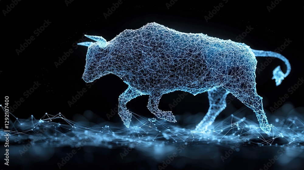 Obraz premium Digital Abstract Representation of a Cow in Futuristic Design