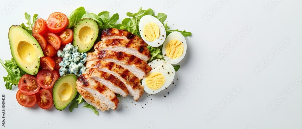 Grilled Chicken salad with Tomatoes, Eggs and Avocado Grilled Chicken salad with Tomatoes, Eggs and Avocado