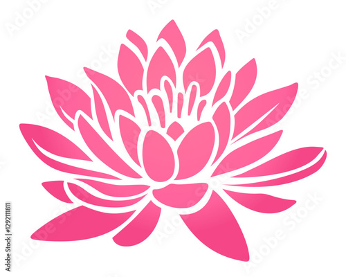 Pink lotus flower silhouette isolated on a white background. Vector illustration