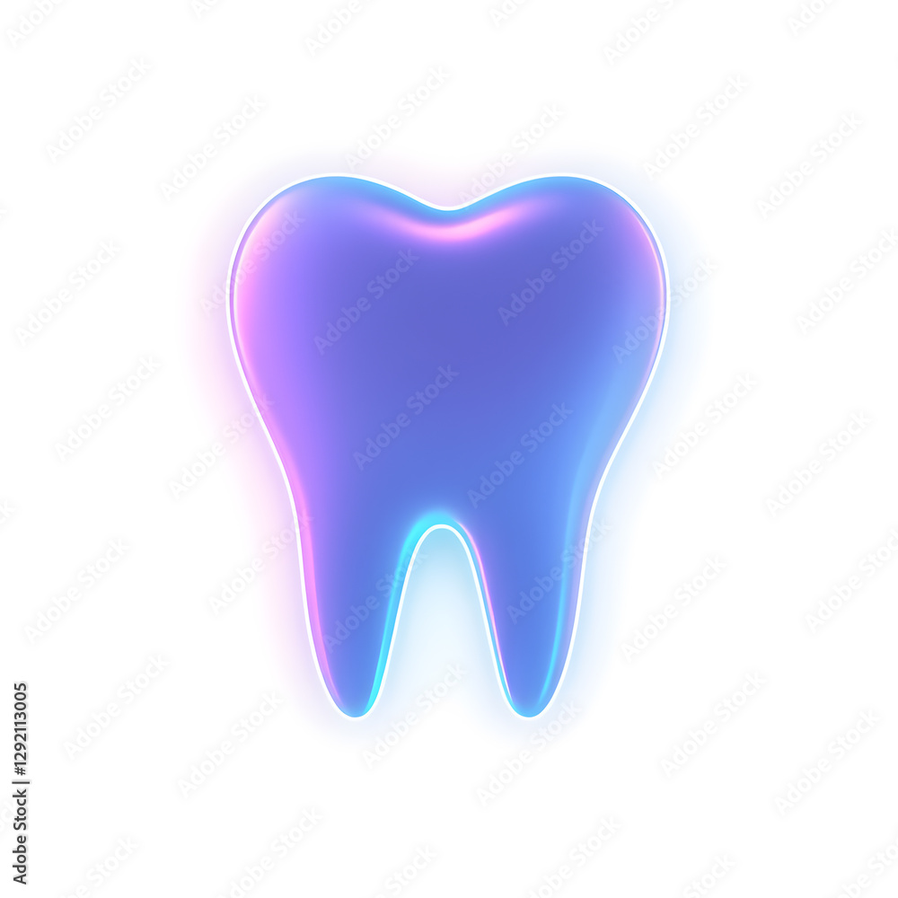 Tooth holographic 3D icon. neon symbol vector illustration isolated on white background. Generative AI Tooth holographic 3D icon. neon symbol vector illustration isolated on white background. Generative AI