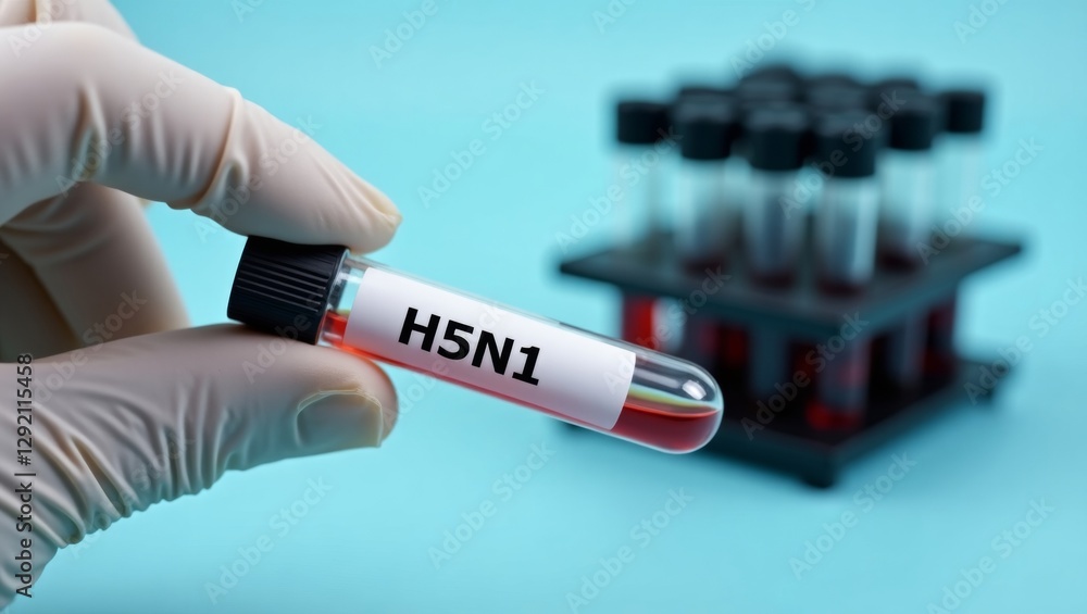 Obraz premium Closeup of h5n1 test tube in laboratory setting